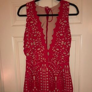 Red lace mini dress